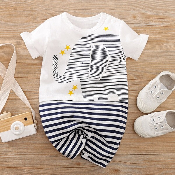 Baby Elephant Striped Bodysuits