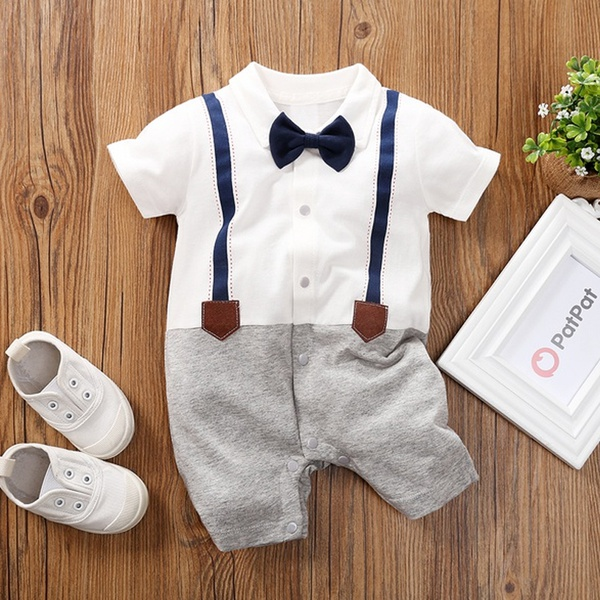 Baby Boy Gentleman Faux-two Overalls Romper (loose shape)