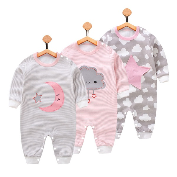 Baby Boy / Girl Cartoon Pattern Moon, Cloud or Stars Jumpsuit