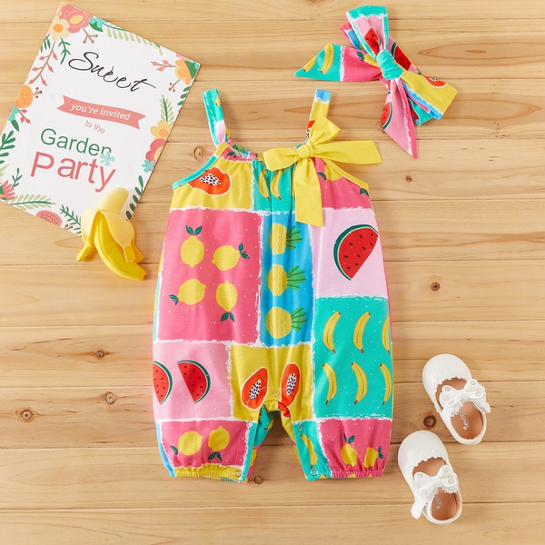 Baby Fruit Print Bodysuit with Headband Set