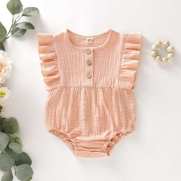 Baby Ruffled Solid Sleeveless Bodysuit