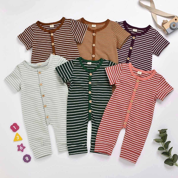 Baby Boy Stripe Short-sleeve Jumpsuit