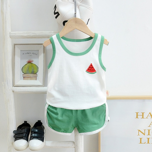 Baby Boy Casual Watermelon Top and Solid Shorts Set (No Shoes )