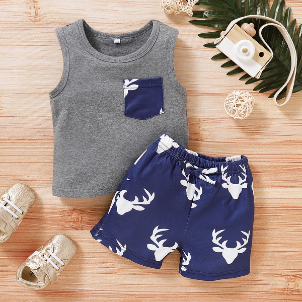 Deer Print Tank and Shorts Set