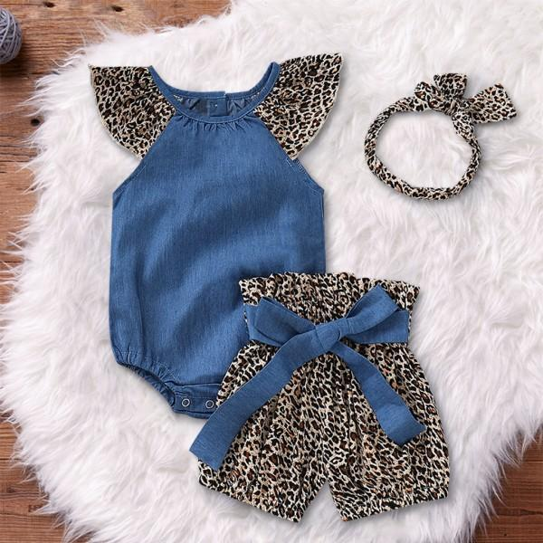 Latest Flutter Sleeve Leopard Denim Look