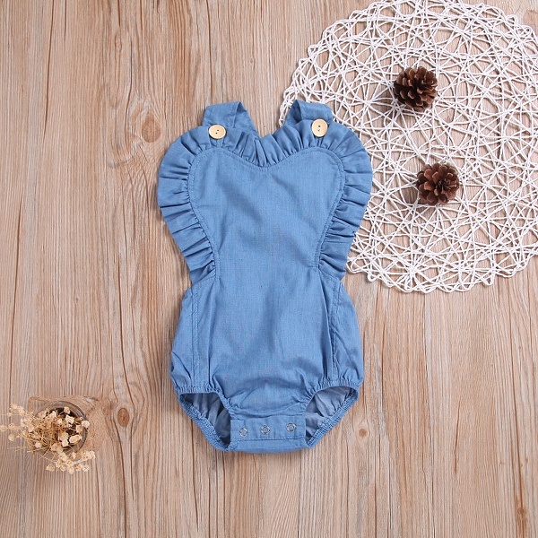 Baby Soft Denim Suspender Romper