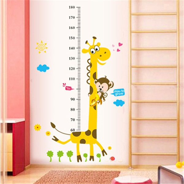 Giraffe and Monkey Height Chart Wall Sticker