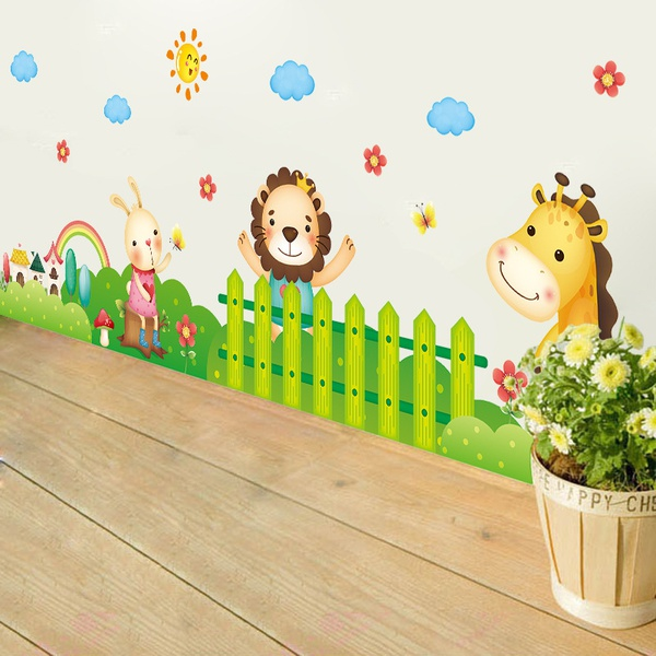 Cartoon Lion Skirting Line Wall Sticker