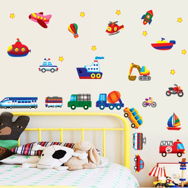 Removable Cartoon Vehicle Design Wall Sticker