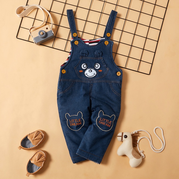 Bear Print Denim Suspender Pants (no shoes)