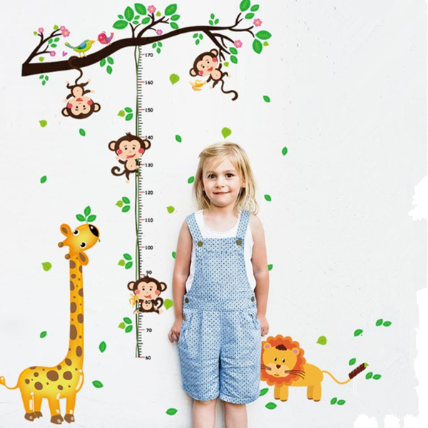 Stylish Monkey Giraffe Height Wall Sticker