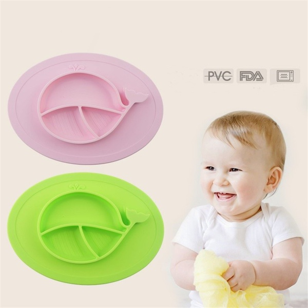 Small Size Cetacean Shape One-piece Child Silicone Dinner Plate