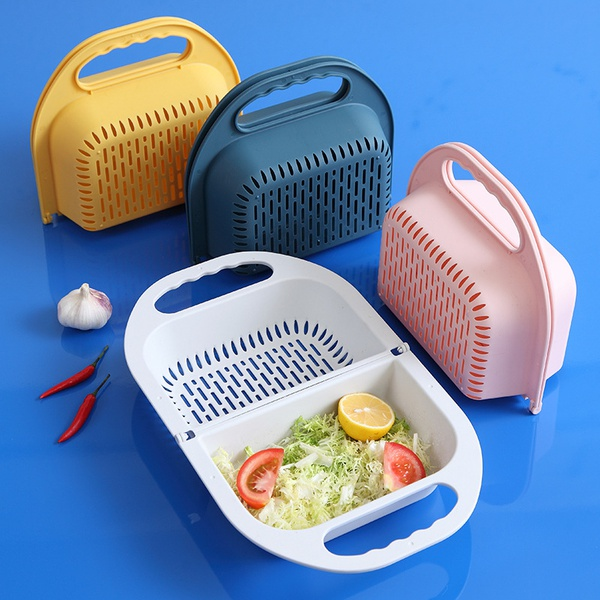 Foldable Multi-function Kitchen Plastic Dish Tub Washing and Draining Veggies Fruits Food Grade