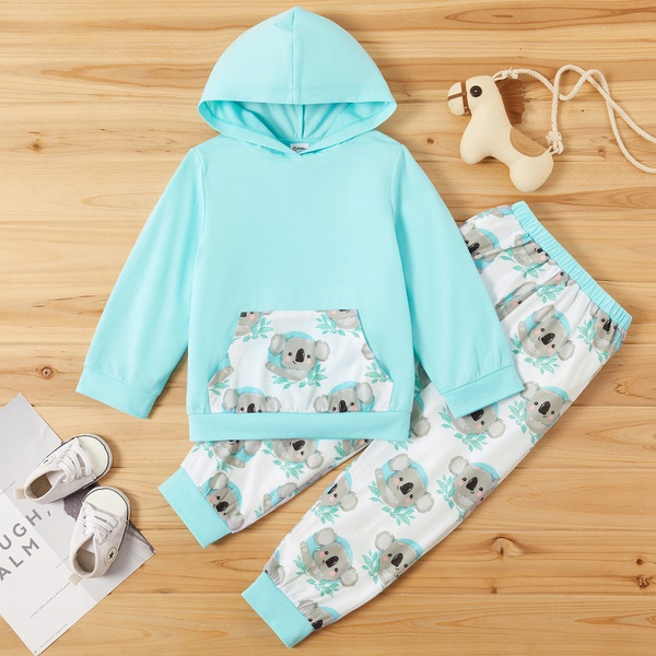 2-piece Toddler Girl Animal Koala Pattern Hoodie and Koala Allover Pants Set