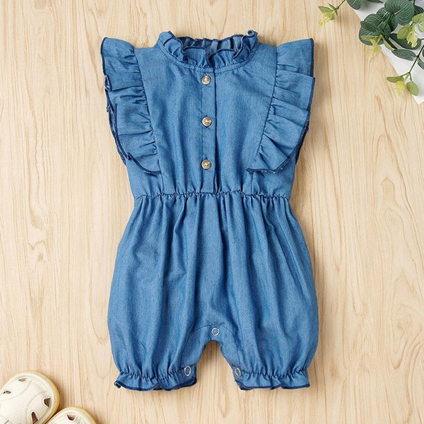 Baby Stylish Denim Ruffled Bodysuits