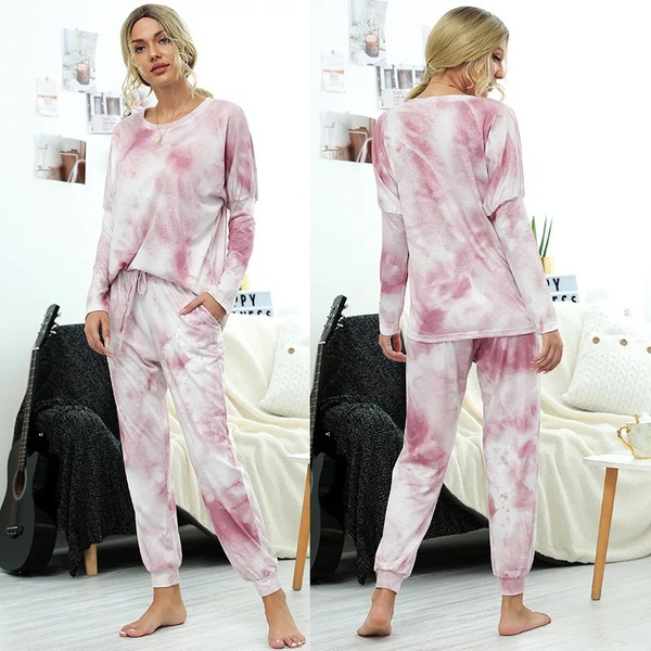 More Festivals casual Tie dye long sleeve Loungewear