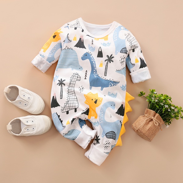 Baby Dinosaur Print Long Sleeves Jumpsuit