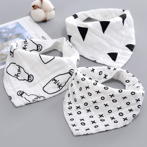 3-piece Cartoon Print Softness Cotton Baby Bibs