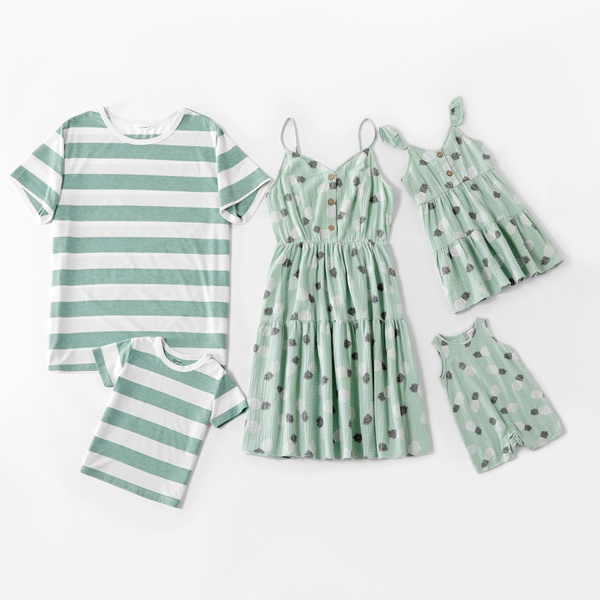 Mosaic Pineapple Series 100% Cotton Sets( Tank Dresses - Rompers - Stripe Tops)