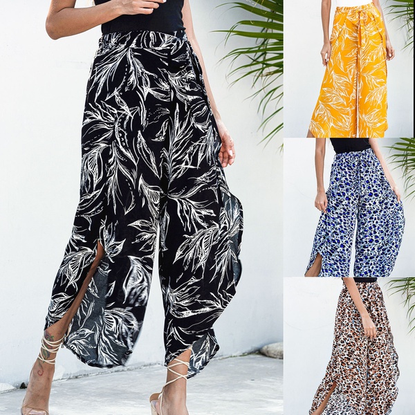 Pretty Floral Printed Irregular Loose Pants