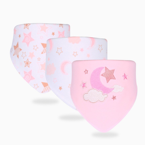 Insular Softness Snap Cartoon Moon Print Bibs Set