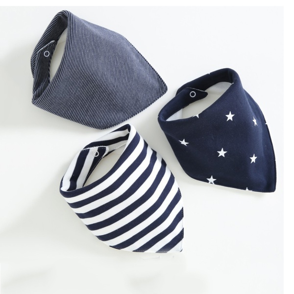 3-pack Striped Cotton Bibs