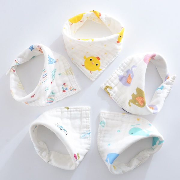 5-pcs Cartoon Print Cotton Baby Boys Girls Bibs Bebe Accessory Infant as gift