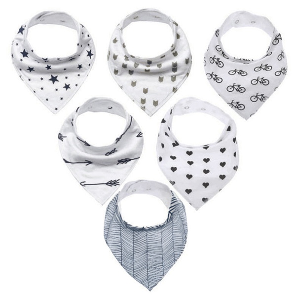 6-pack Star Print Cotton Bibs