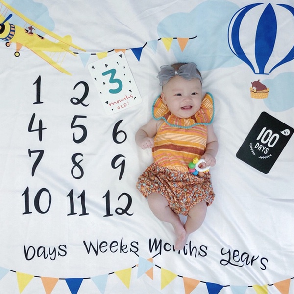 Plane Banner Print Baby Milestone Blanket Photography Background Prop