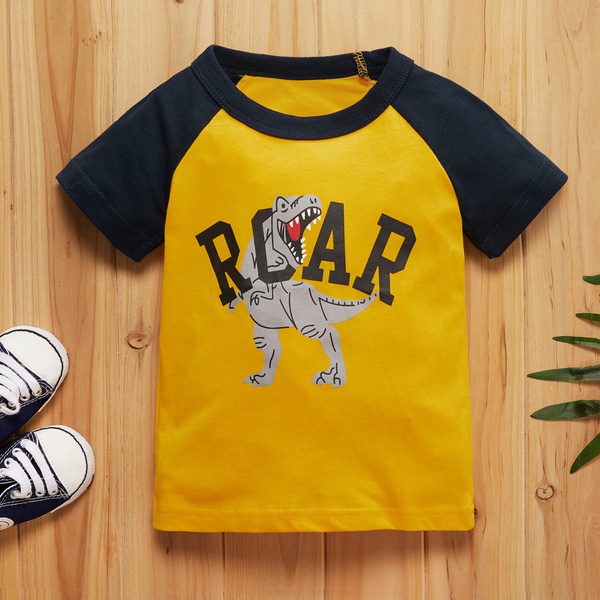 Baby Boy Casual Letter Print Dino Short-sleeve Tee