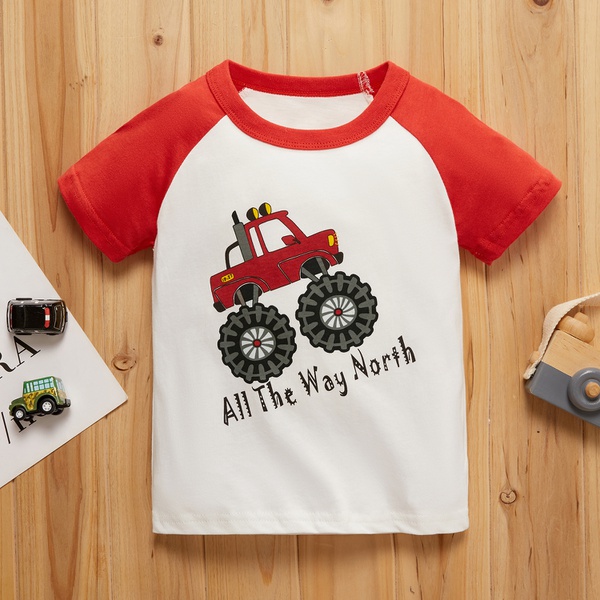 Baby Boy Casual Cartoon Car Short-sleeve Tee