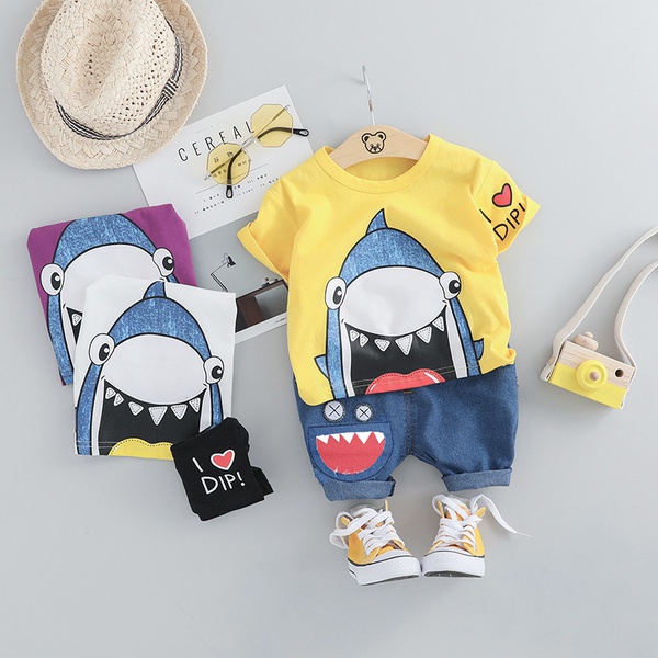 Baby/Toddler Boy's Shark Pattern Top and Denim Pants