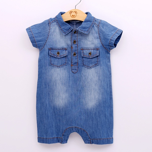 Baby Short-sleeve Denim Romper