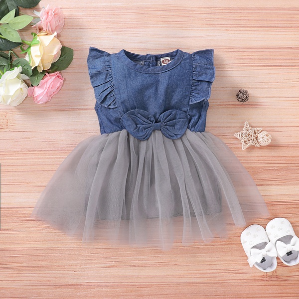 Baby Denim Splice Tutu Dresses