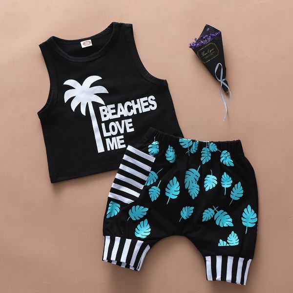 Baby Sleeveless Tree Print Tank and Pants Set