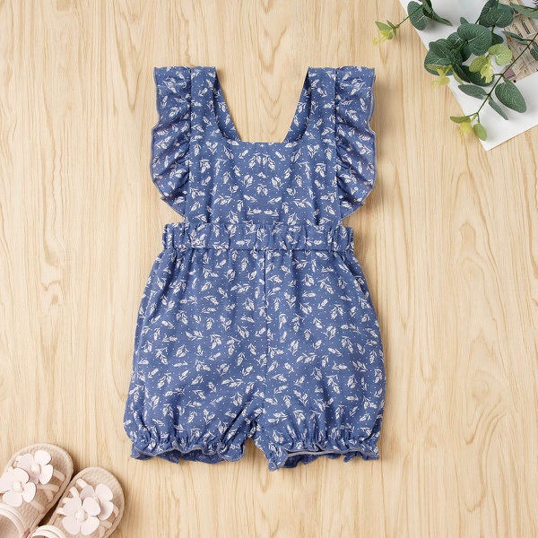 Baby Floral Allover Flutter-sleeve Bodysuits