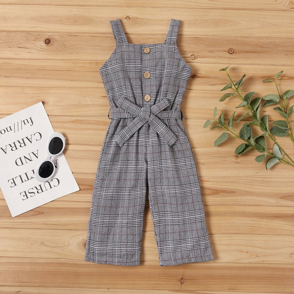 Plaid Suspender Jumpsuit