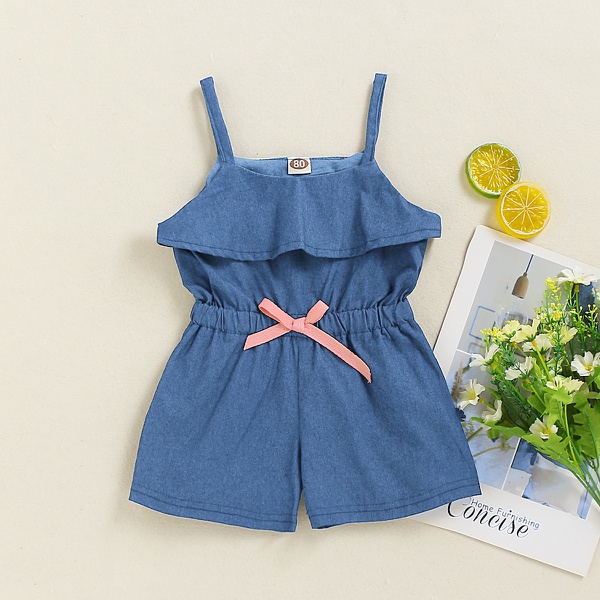 Solid Denim Slip Romper