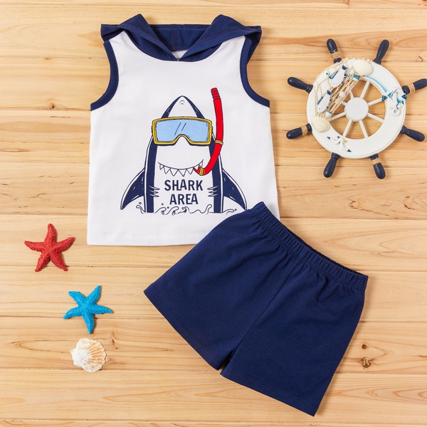 Shark Print Tank and Shorts Set