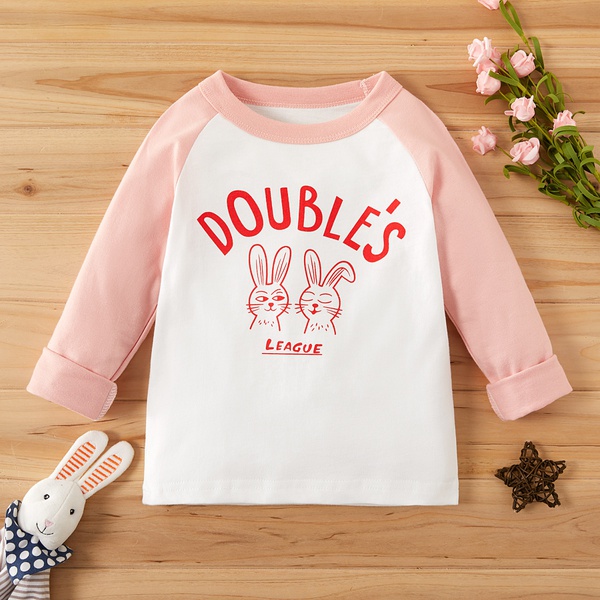 Baby / Toddler Girl Letter Animal Print Long-sleeve Tee