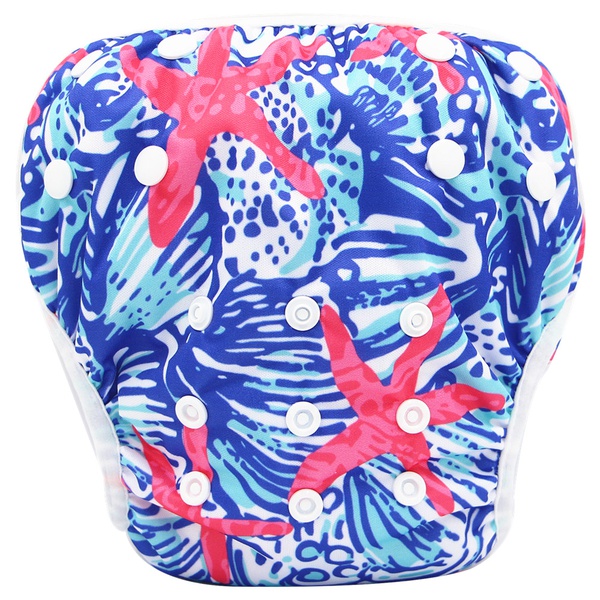 Reusable Adjustable Cartoon Starfish Print Baby Swim Diaper