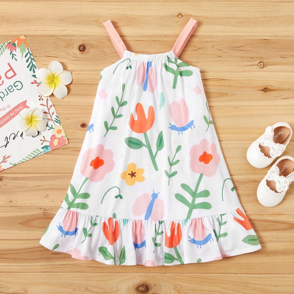 Toddler Girl Pretty Floral Print Strappy Dress