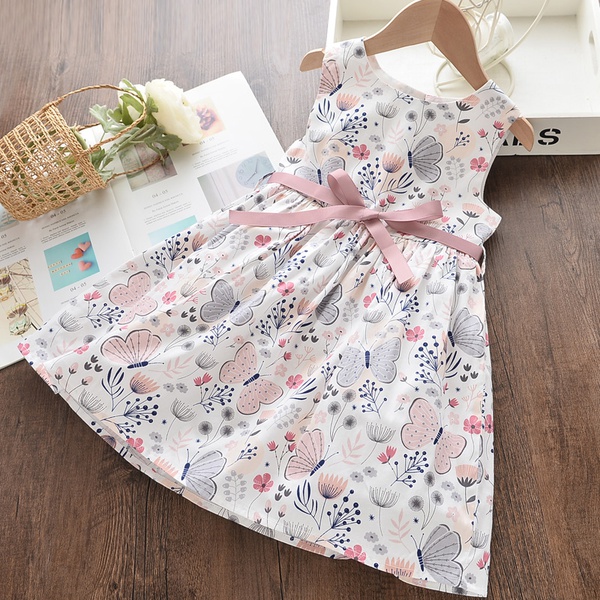 Toddler Girl Pretty Butterfly Print Bowknot Dress