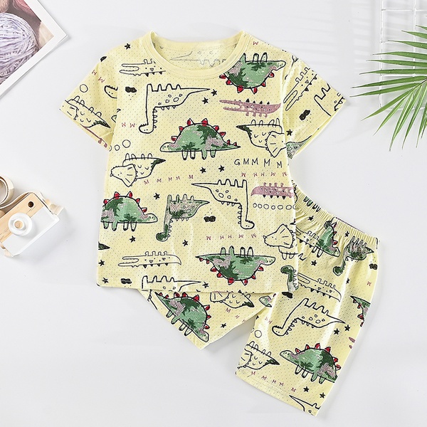 Stylish Cartoon Animal Dino Top and Shorts Set