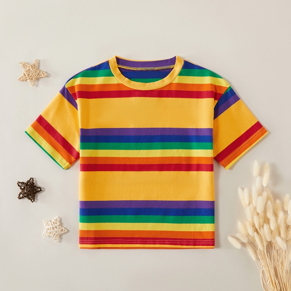 Trendy Striped Rainbow Tee