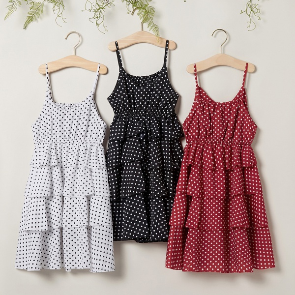 Sweet Polka Dots Cake Sling Dresses