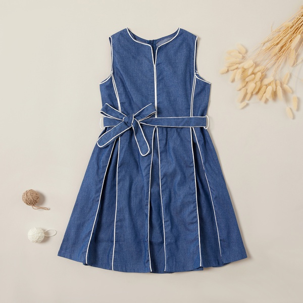 Fashionable Denim Bowknot Sleeveless Dress