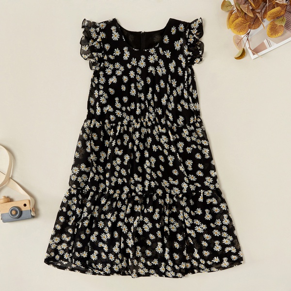 Pretty Daisy Allover Print Flare-sleeve Dress