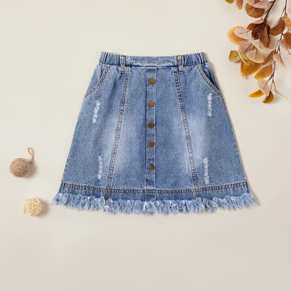 Trendy Denim Tasseled Skirt