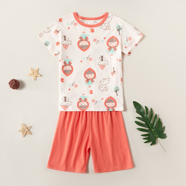 Stylish Cartoon Girl Top and Shorts Set